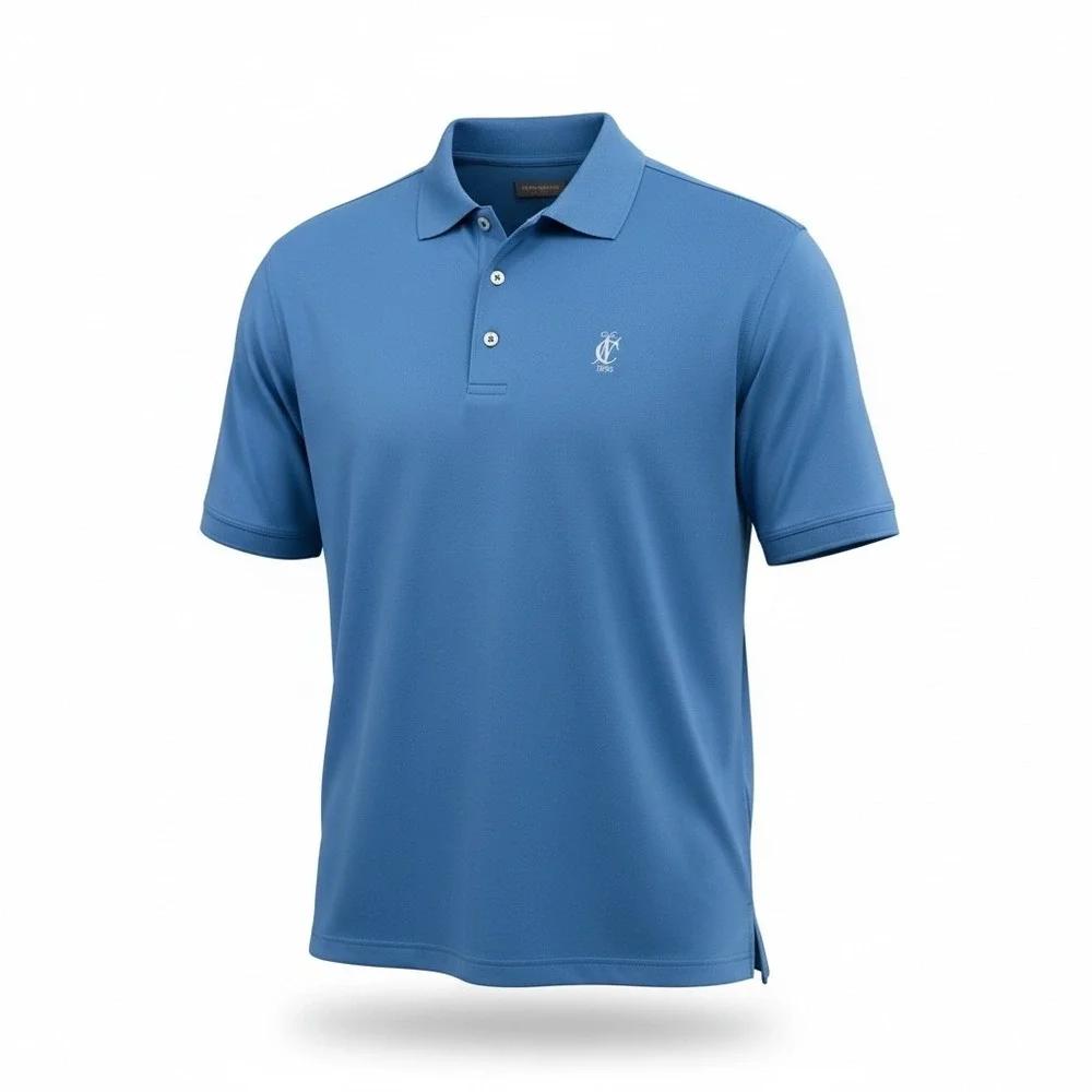 Peter Millar‎ Summer Comfort /New Canaan CC Loge Blue Golf Polo Men's Large (i9)